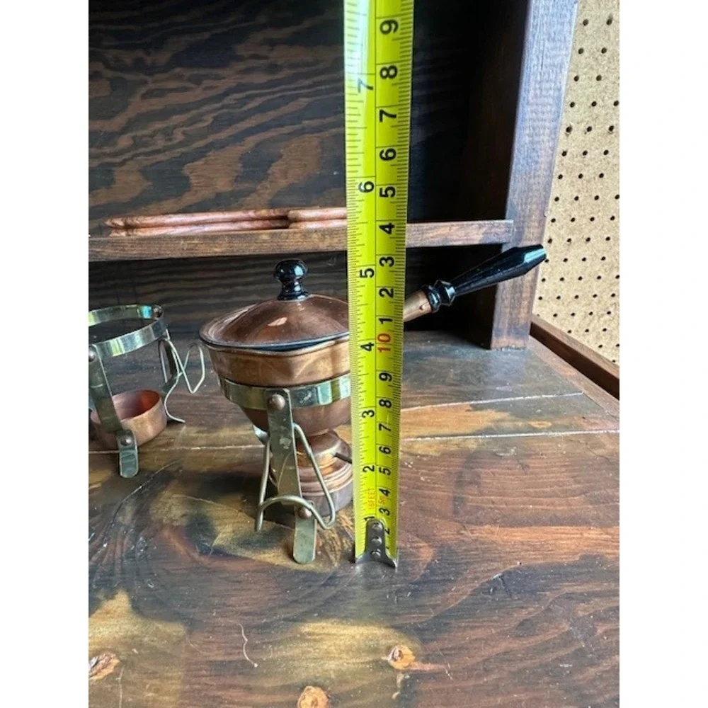 Vintage Copper‎ and Brass Butter Warmer Set with Stands and Lids - Set of 2